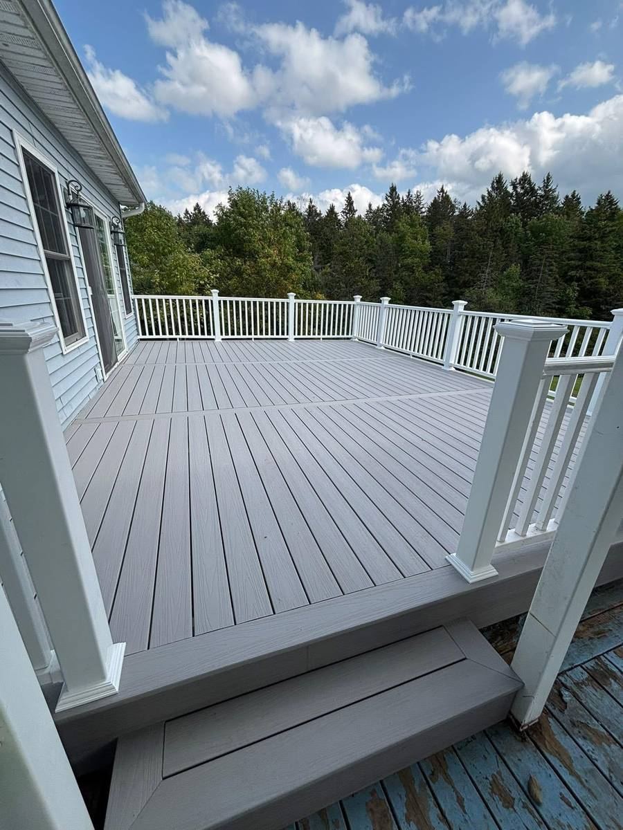 Composite deck with white railing